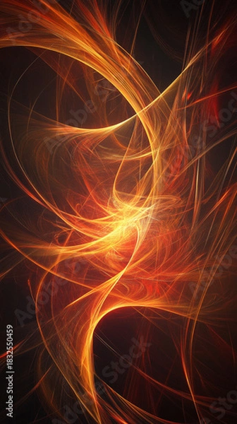 Fototapeta Swirling abstract lines of light on a dark background, symbolizing motion, energy, futuristic design, technology, speed, and dynamic visual flow in modern, high-tech digital concepts.