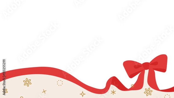 Fototapeta リボンのデコレーションフレーム、背景、雪の装飾、16:9 サイズ