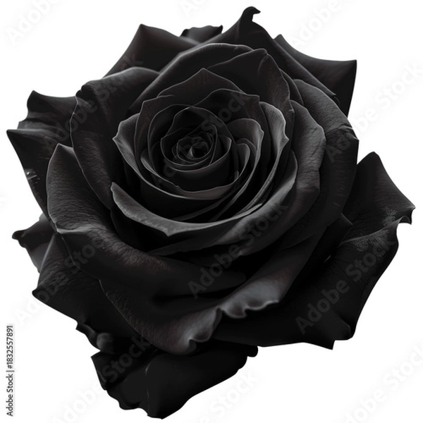 Fototapeta Elegant black rose blossom, symbolizing mystery, deep emotion, and luxury. isolated on transparent background