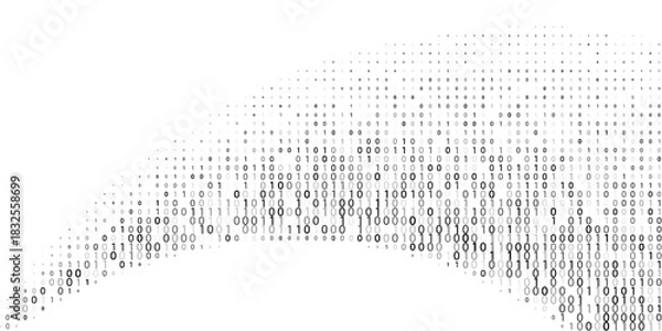 Obraz Abstract binary code wave of ones and zeros. Vector graphic pattern with digital stream