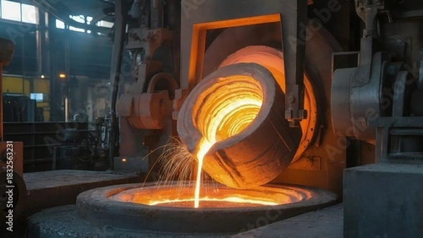 Obraz Molten Metal Pouring in Industrial Foundry