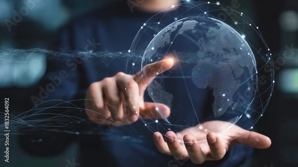 Obraz Digital Global Connectivity and Futuristic Network
