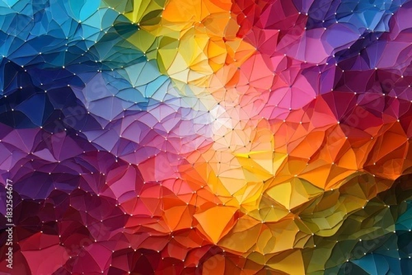 Obraz Vibrant Abstract Geometric Background with Rainbow Color Gradient