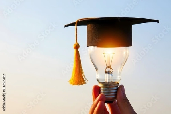 Obraz Graduation Cap on Lightbulb - Education and Innovation Concept