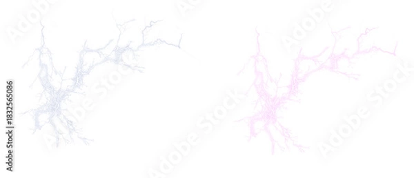 Fototapeta Two lightning bolts on transparent backdrop
