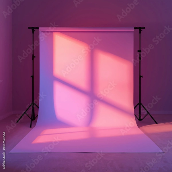 Fototapeta Vibrant Photo Booth Backdrop Template Professional, High-Definition Studio Setup with Ample Negative Space for Creative Marketing & Portrait Photography