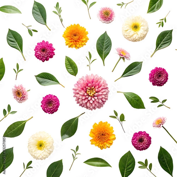 Obraz Colorful Floral Pattern With Leaves and Blossoms