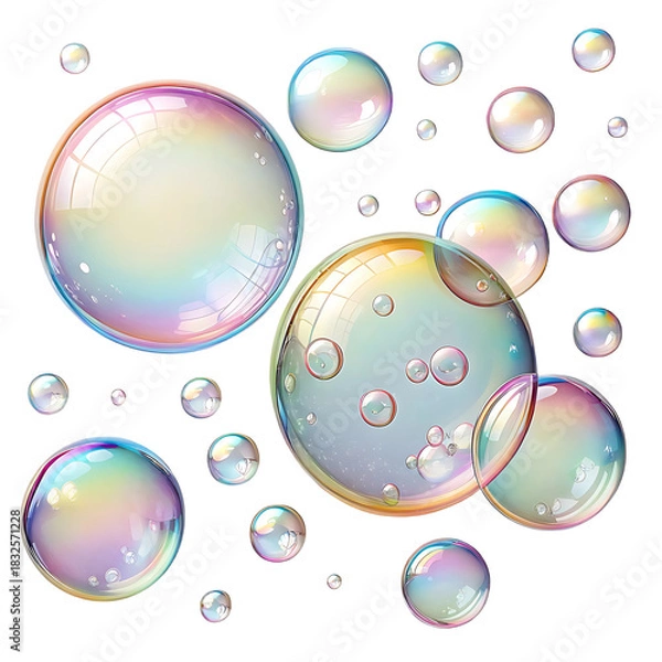 Obraz Large Glossy Soap Bubbles in Pastel Colors
