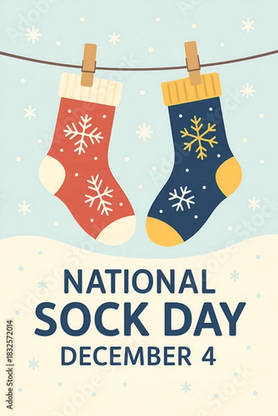 Obraz   Cute Vector Socks Hanging on String  socks Day 4 December 