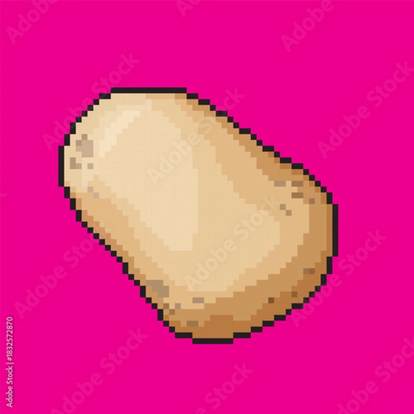 Obraz potato pixel art, vector illustration on isolated background.