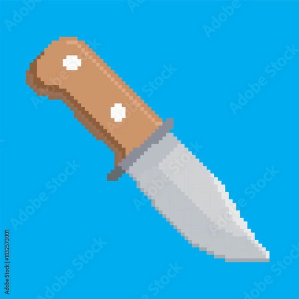Obraz knife pixel art, vector illustration on isolated background.
