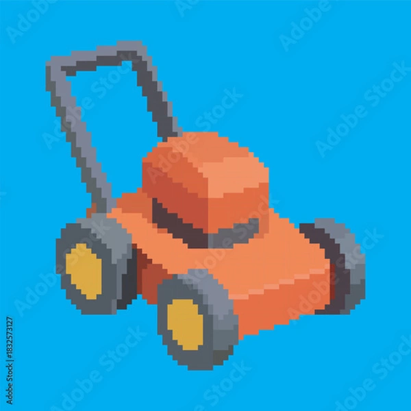Obraz lawn mower pixel art, vector illustration on isolated background.