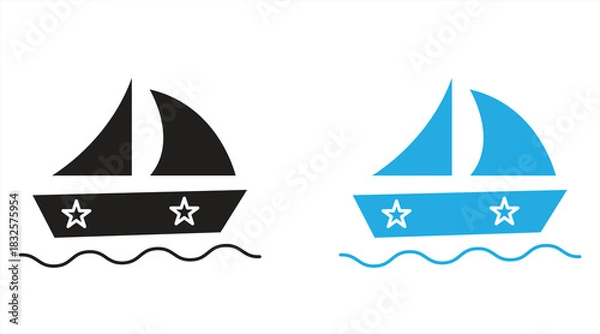 Fototapeta Boat vector icon on white background, vector illustration