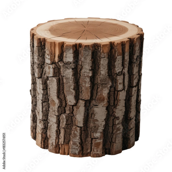 Fototapeta Natural tree stump with textured bark and visible growth rings
