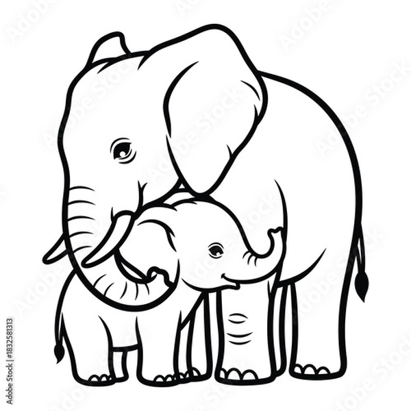 Obraz Happy new year deer with fireworks illustration for coloring and celebration