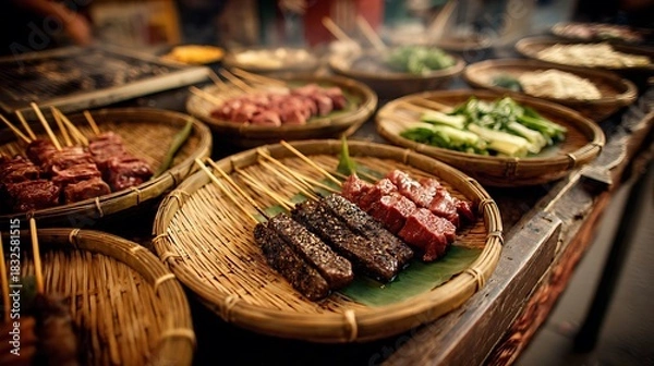 Obraz Grilled chicken breast fillet with roasted potatoes and green vegetables healthy dinner plate