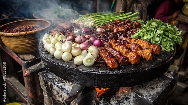 Obraz Grilled chicken breast fillet with roasted potatoes and green vegetables healthy dinner plate