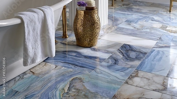 Obraz Blue sky with clouds over a cold winter landscape of frozen glacier and rock mountains