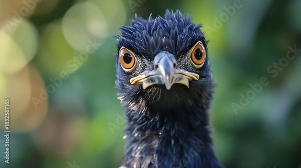 Obraz Close-up portrait of a wild brown eagle's head, showing its sharp beak, intense eye, and detailed feathers