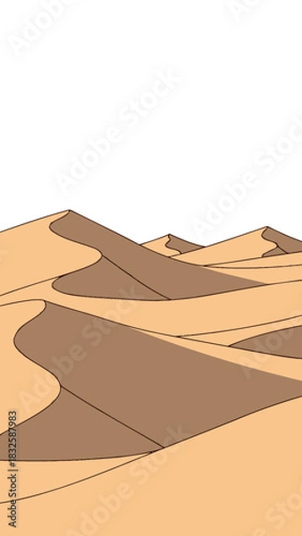 Fototapeta Stylized Desert Dunes Illustration with Warm Tones and Shadows