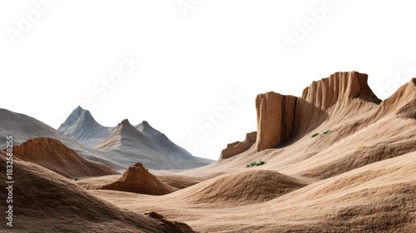 Obraz Desert Landscape: Vast and desolate, this image captures the raw beauty of a desert landscape, where towering rock formations meet endless stretches of sand. A testament to nature's power.