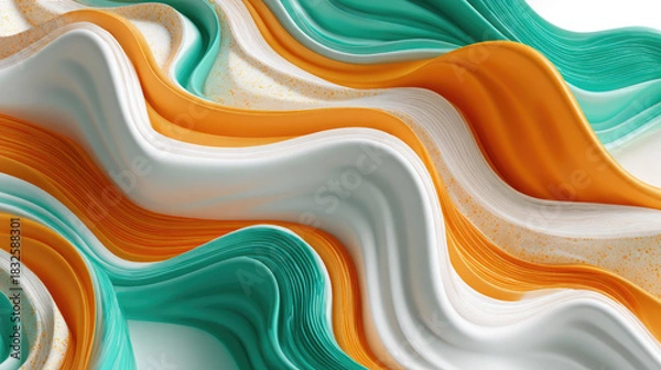 Obraz Fluid Rhapsody: An abstract composition of swirling, undulating ribbons of color create a sense of harmony and dynamic movement.