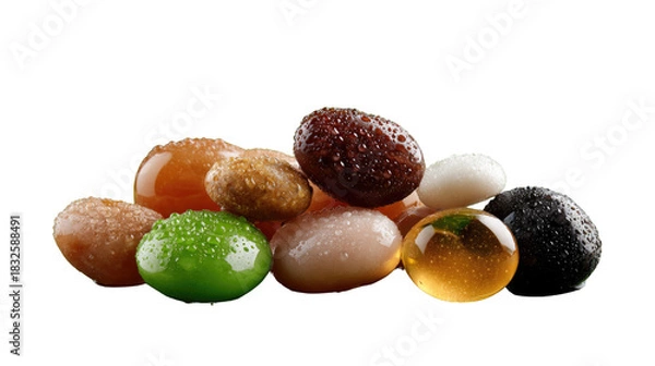 Obraz Sweet Colorful Delights: An array of vibrant, glistening jelly beans, showcasing a spectrum of colors and inviting textures. Each bean hints at a unique, delightful flavor.