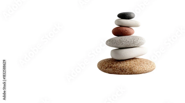 Obraz Stacked Stone Harmony: A balanced composition of smoothly textured stones, meticulously stacked in perfect equilibrium, offering a visual representation of peace and mindfulness. 