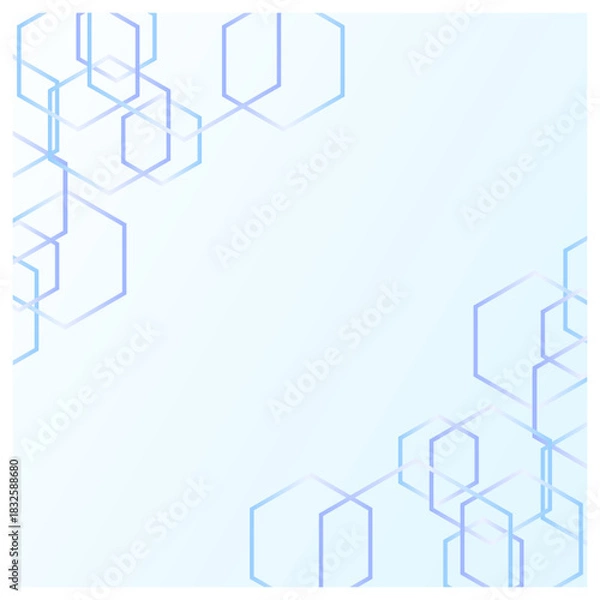 Obraz ホワイトのメタリックグラデーションと六角形ラインを組み合わせたビジネス・テクノロジー系フレーム背景