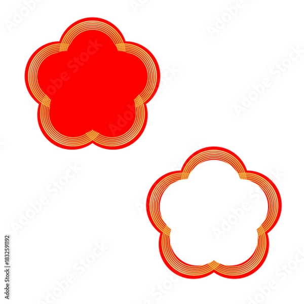 Obraz 梅の花の形をした金色水引のイラストセット