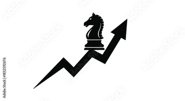Obraz Chess knight piece atop an upward trending graph symbolizing strategic growth and success.