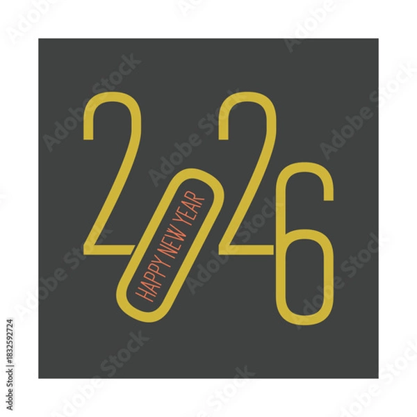Obraz Happy New Year 2026 Minimalist Greeting Card Design