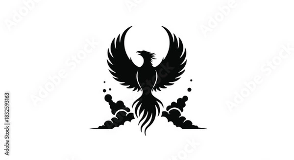 Obraz Mythical phoenix rising from smoke, symbolizing rebirth and power