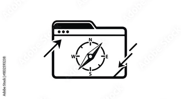 Obraz Digital navigation concept with compass and browser window