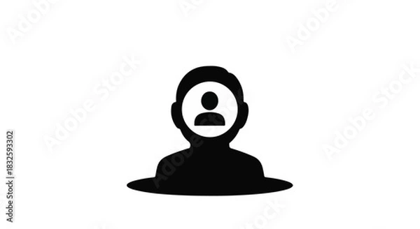 Obraz Abstract silhouette of a person with a user profile icon inside the head, representing identity or profile concept.