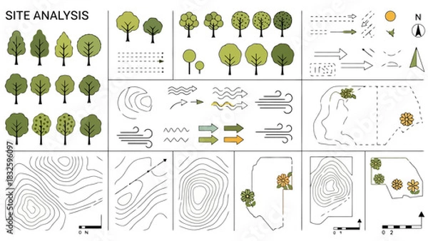 Obraz Detailed Site Analysis Vector Graphics for Landscape Design
