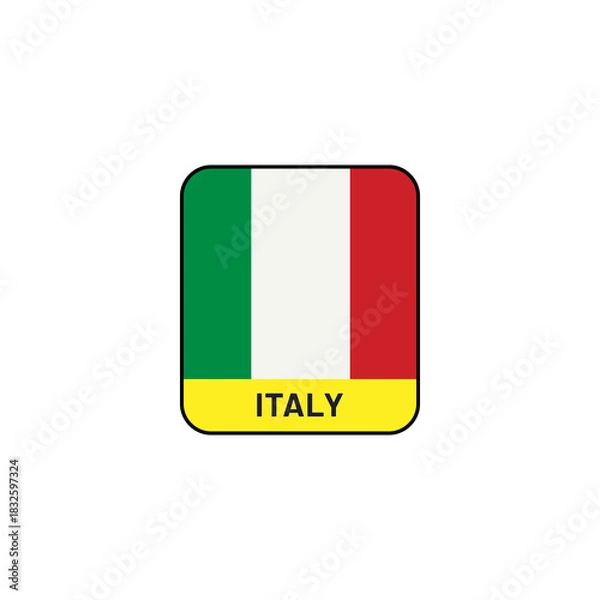 Obraz Minimal flat flag of Italy with bold name label design