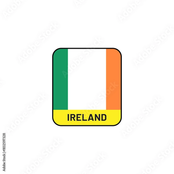 Obraz Minimal flat flag of Ireland with bold name label design