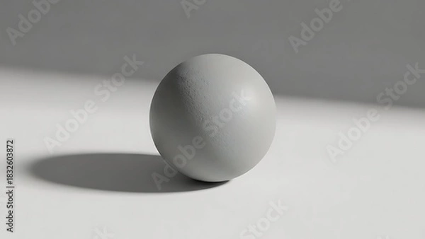 Obraz Minimalist Gray Sphere on White Surface with Shadow in Bright Light