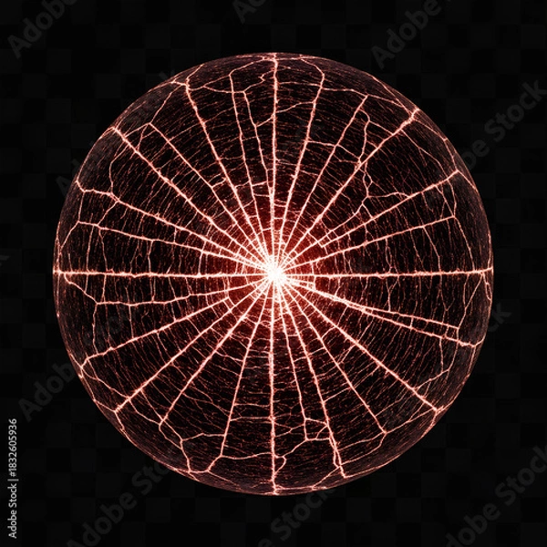 Fototapeta Circle: Dark Abstract Cracked Web Pattern Graphic png