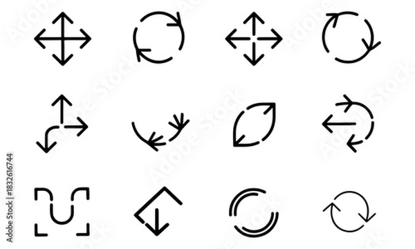 Obraz Arrows icons set vector isolated on white arrows