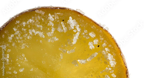 Obraz Close-up of a Yellow Slice with Crystalline Structures and Brown Edge