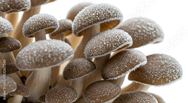 Obraz Close-up of Frosted Mushrooms with Detailed Texture