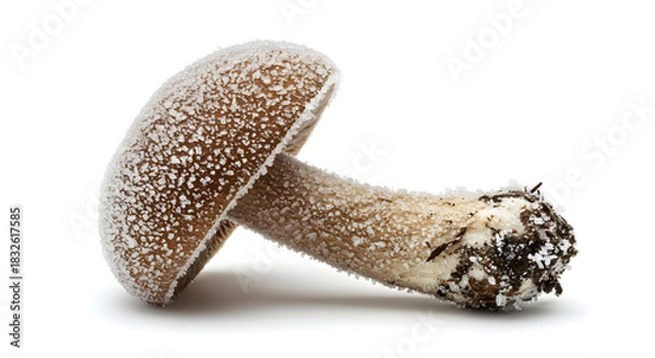 Obraz Frozen Mushroom with Frost Crystals Close-up