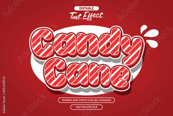 Obraz Candy cane editable text effect with cartoon text style and with red background