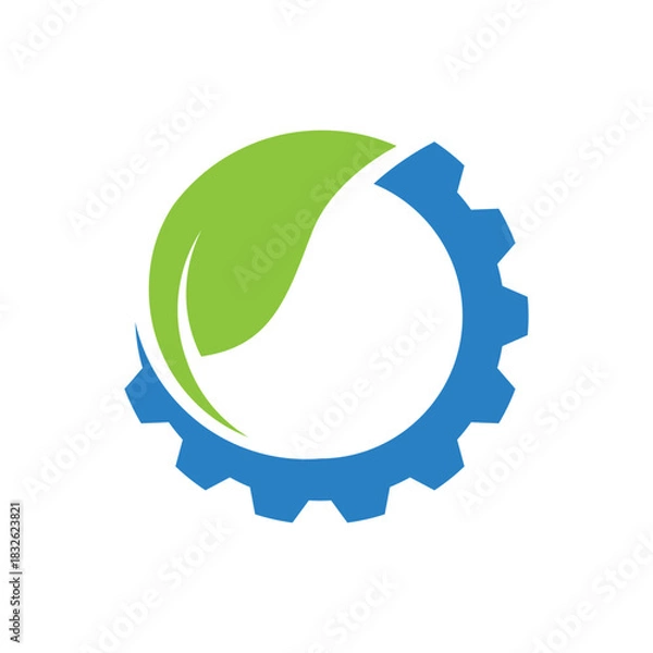 Obraz leaf gear logo icon vector concept design template