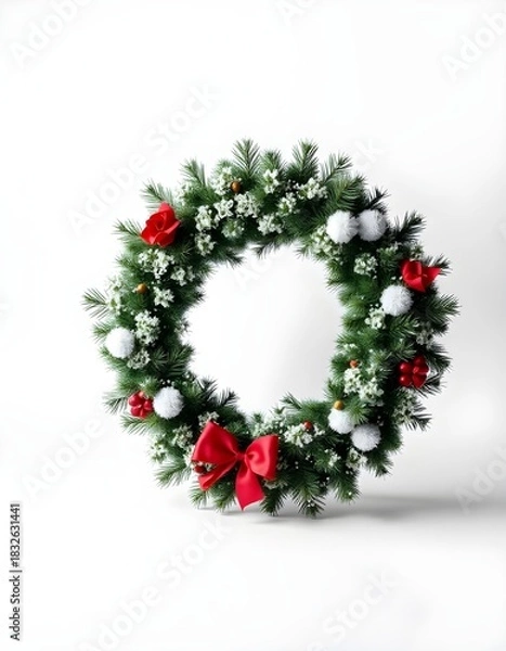 Obraz christmas wreath on white background