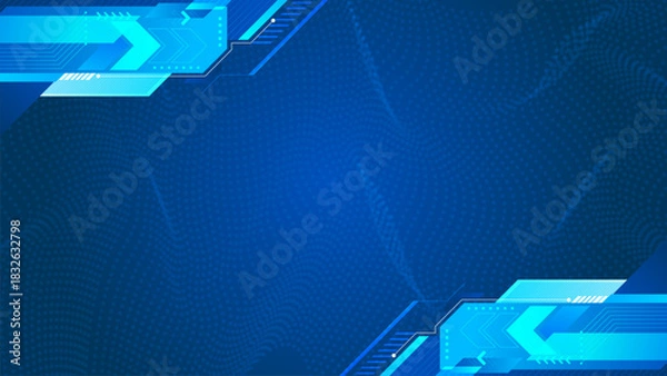 Fototapeta Modern abstract blue background with futuristic geometric technology border vector illustration. Suit for business, corporate, banner, backdrop and much more