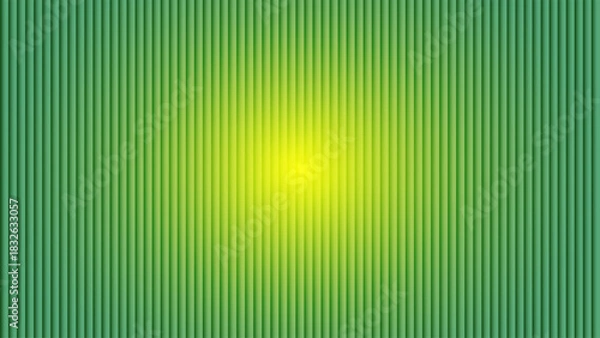 Fototapeta Gradient green and yellow ribbed texture background with bright central light glow, abstract seamless pattern for design use