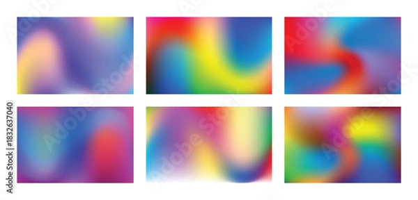 Obraz Vibrant abstract holographic gradient backgrounds with swirling colors and smooth transitions